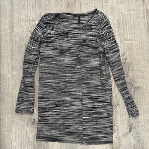 BCBGMaxAzria Black & White Striped Long Sleeve Top